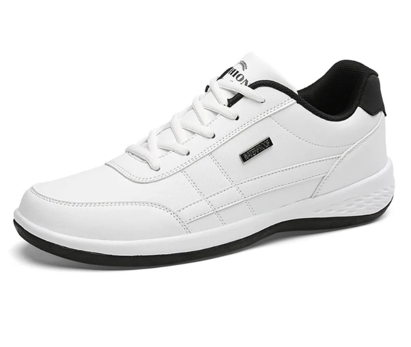 "Orthopedische herensneakers, blauwe ademende stof, dempende zool voor comfort en ondersteuning bij dagelijks gebruik."