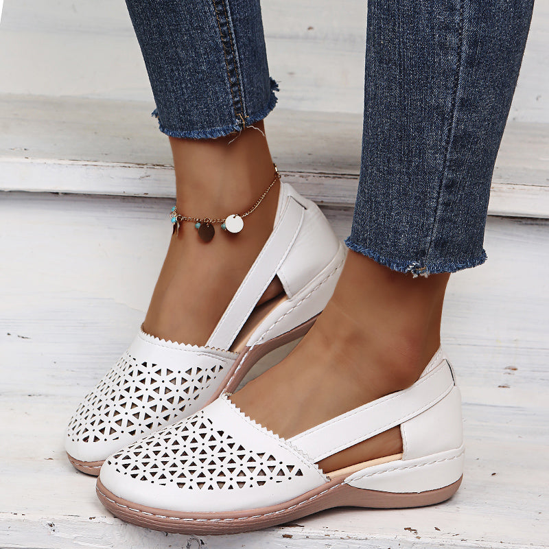 "Orthopedische holle sandalen, elegant design, comfortabele voering, stevige dikke hak, duurzame materialen voor dames"