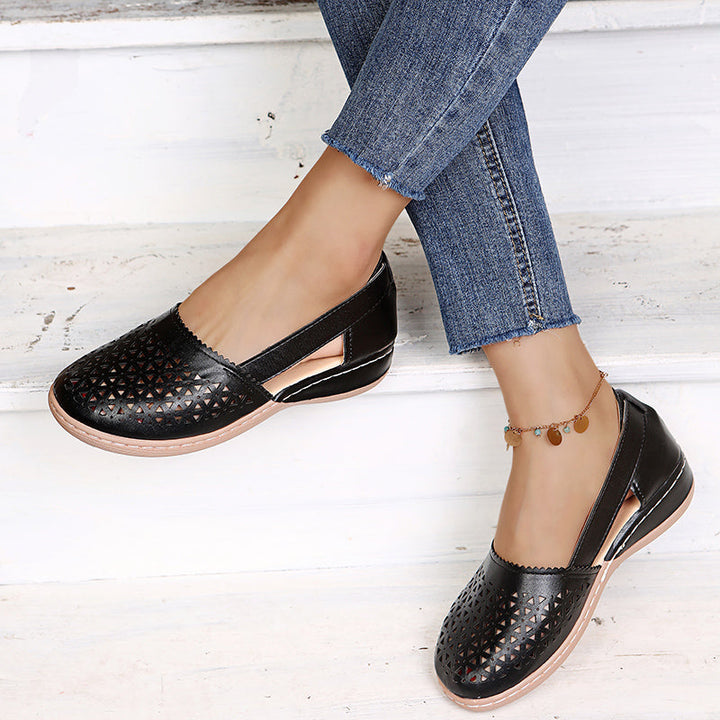 "Orthopedische holle sandalen, elegant design, comfortabele voering, stevige dikke hak, duurzame materialen voor dames"