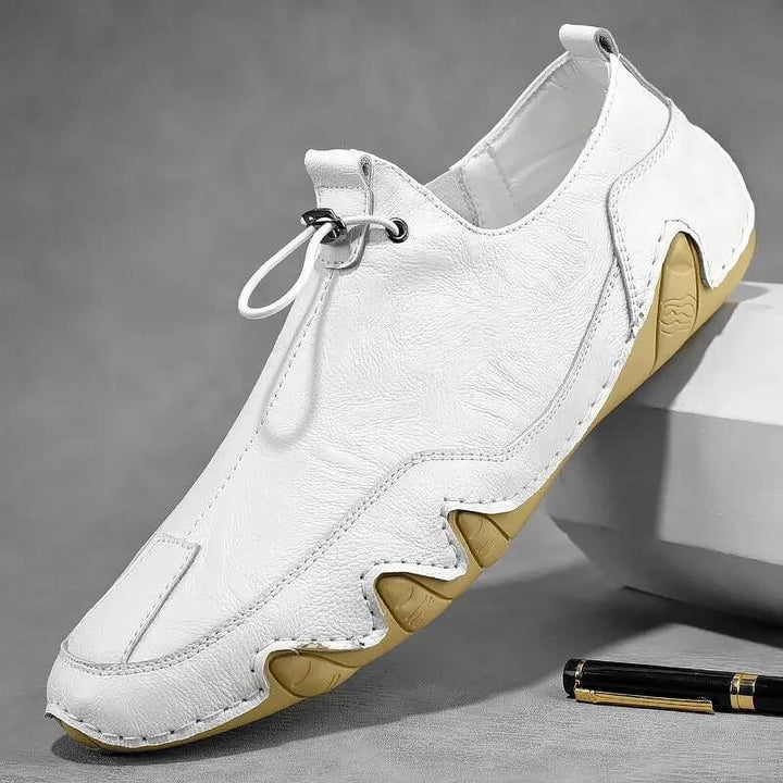 Orthopedische lederen herenschoenen loafers, stijlvol en comfortabel, lichtbruin, geschikt voor formele en informele gelegenh