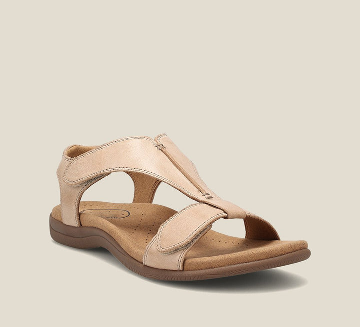 Orthopedische leren sandalen voor dames, elegant ontwerp met anatomisch voetbed, in verschillende kleuren beschikbaar.