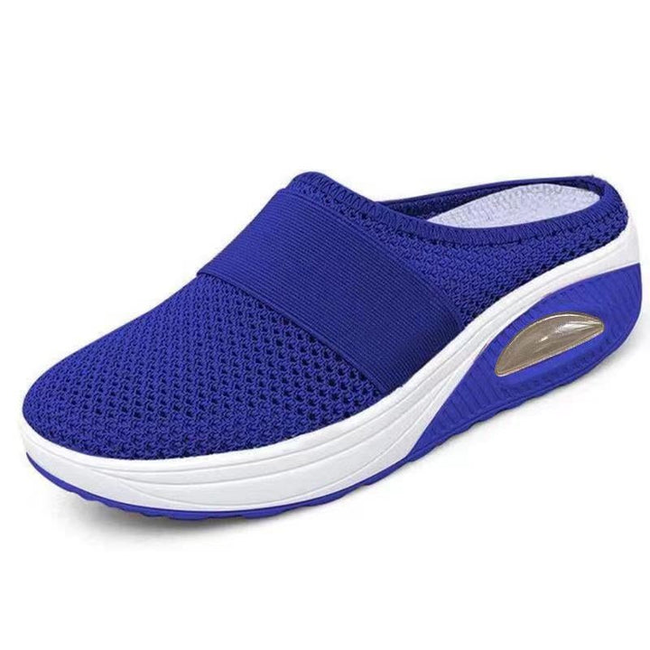 "Orthopedische luchtkussen sneakers, ademend mesh, ronde teen, comfortabele dames schoenen, zijaanzicht"