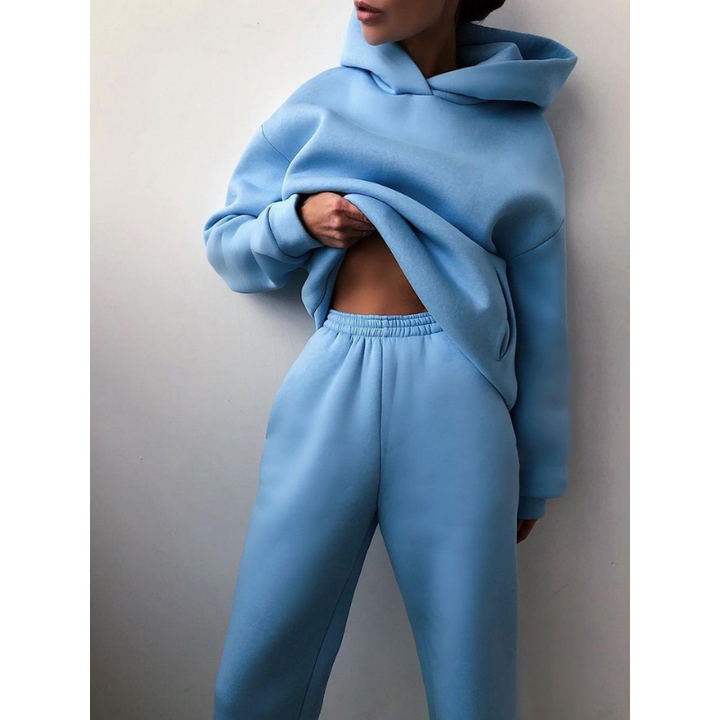 Dames oversized joggingpak met hoodie in stijlvolle loungewear stijl