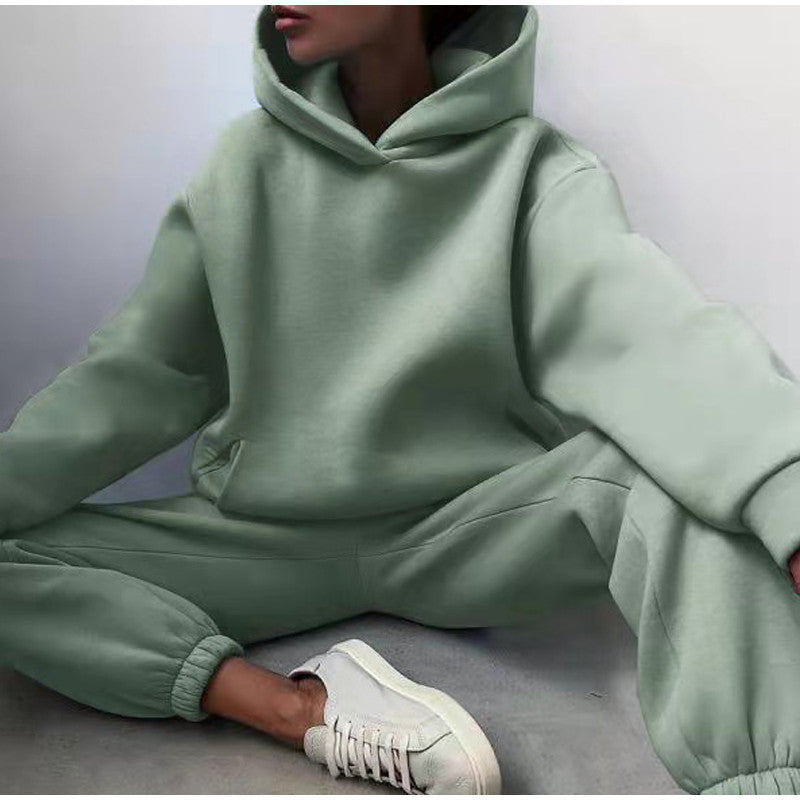 Groen dames oversized joggingpak met comfortabele hoodie