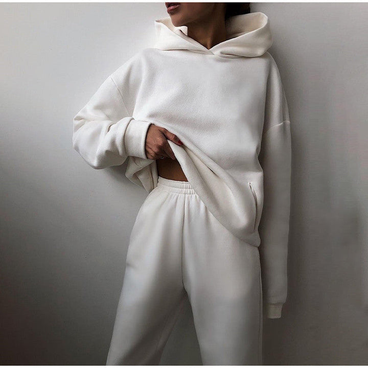 Wit comfortabel loungewear setje met hoodie en broek