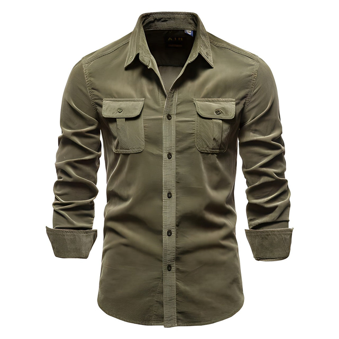 Noah casual overhemd voor heren in legergroene kleur