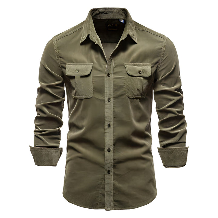 Noah casual overhemd voor heren in legergroene kleur