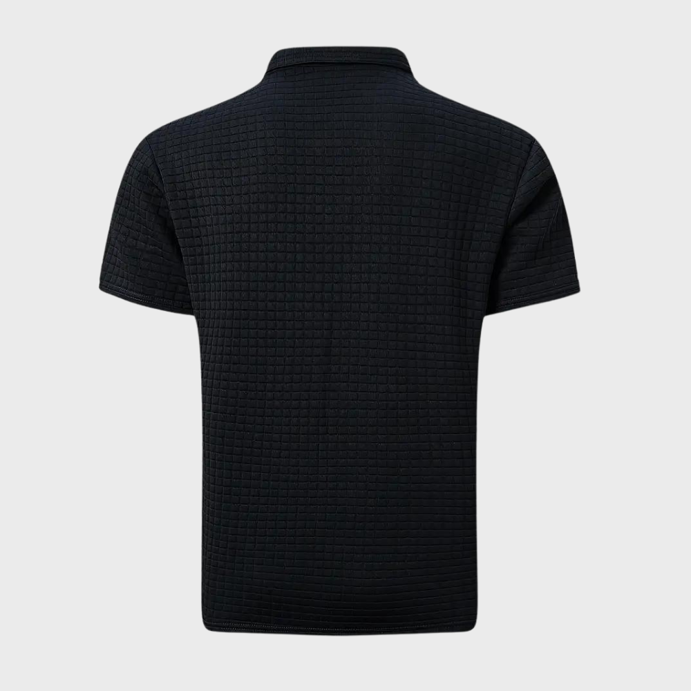 Achterkant van het zwarte heren poloshirt Pieter
