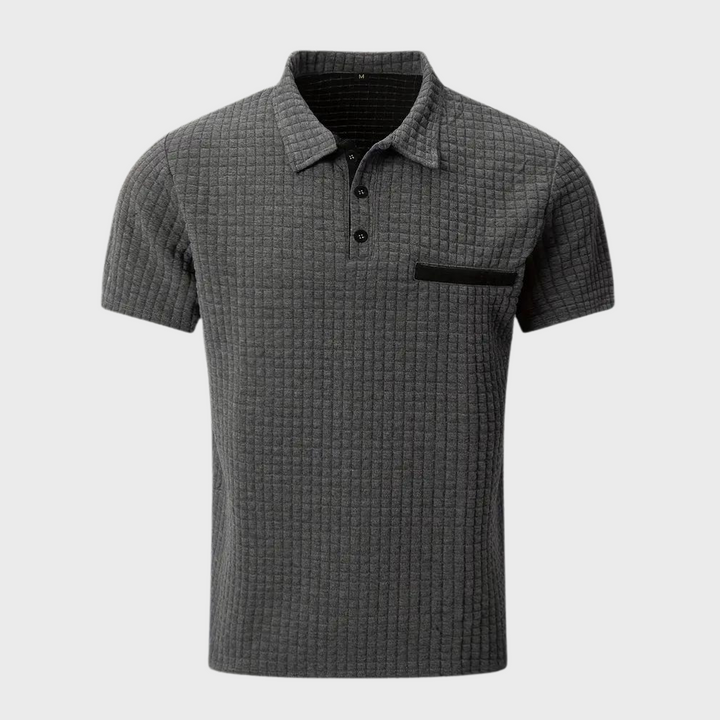 Grijs heren poloshirt Pieter met korte mouwen en textuur