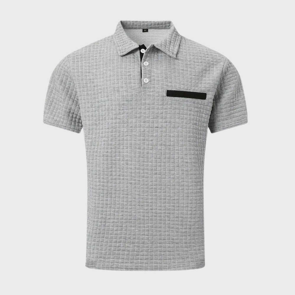 Comfortabel herenmode poloshirt met knoopsluiting in detail