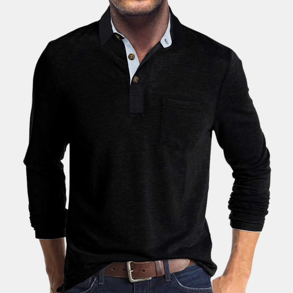 Poloshirt heren in blauw, elegante pasvorm, hoogwaardige stoffen, biedt comfort en stijl. Geschikt voor formele gelegenheden.