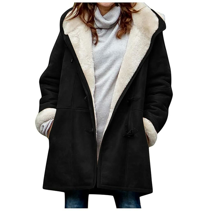 Stijlvolle dames winterjas met capuchon in de kleur zwart voor koude dagen