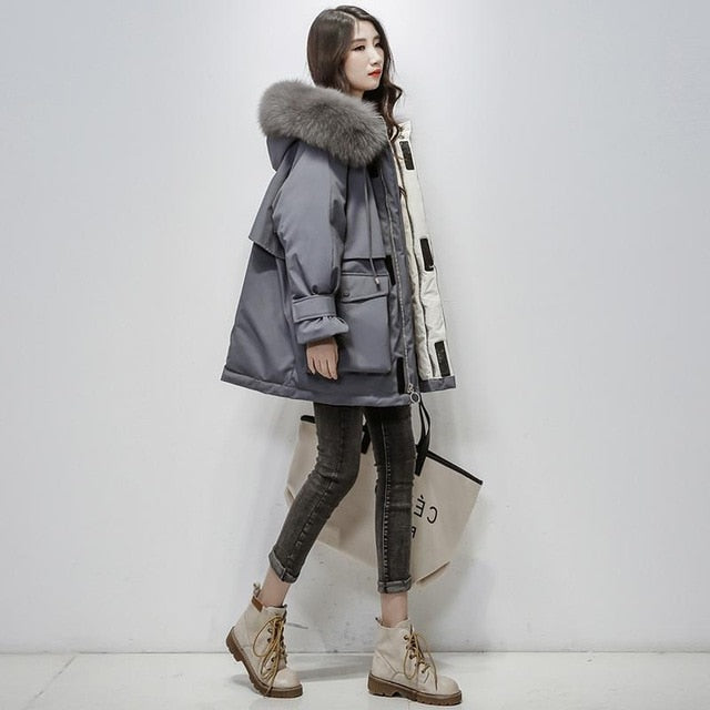 Luxe dames donsjack, thermische warmte, stijlvolle korte winterjas.