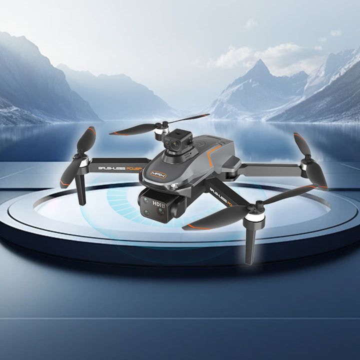 "Professionele drone met dual HD-camera's, opvouwbaar ontwerp, 5G GPS, obstakelvermijding en krachtige motoren."