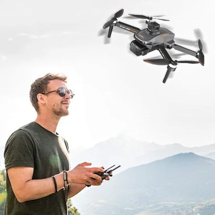 "Professionele drone met dual HD-camera's, opvouwbaar ontwerp, 5G GPS, obstakelvermijding en krachtige motoren."