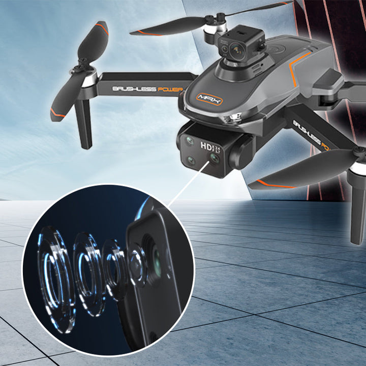 "Professionele drone met dual HD-camera's, opvouwbaar ontwerp, 5G GPS, obstakelvermijding en krachtige motoren."