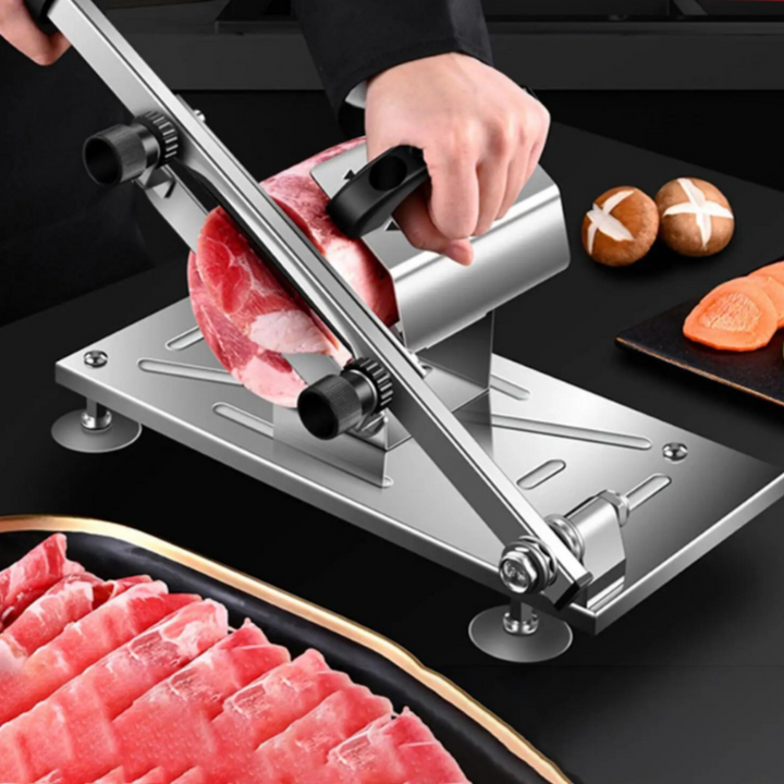 Professionele roestvrijstalen snijmachine voor keuken, veelzijdig en moeiteloos snijden van vlees, kaas en groenten, instelbare dikte