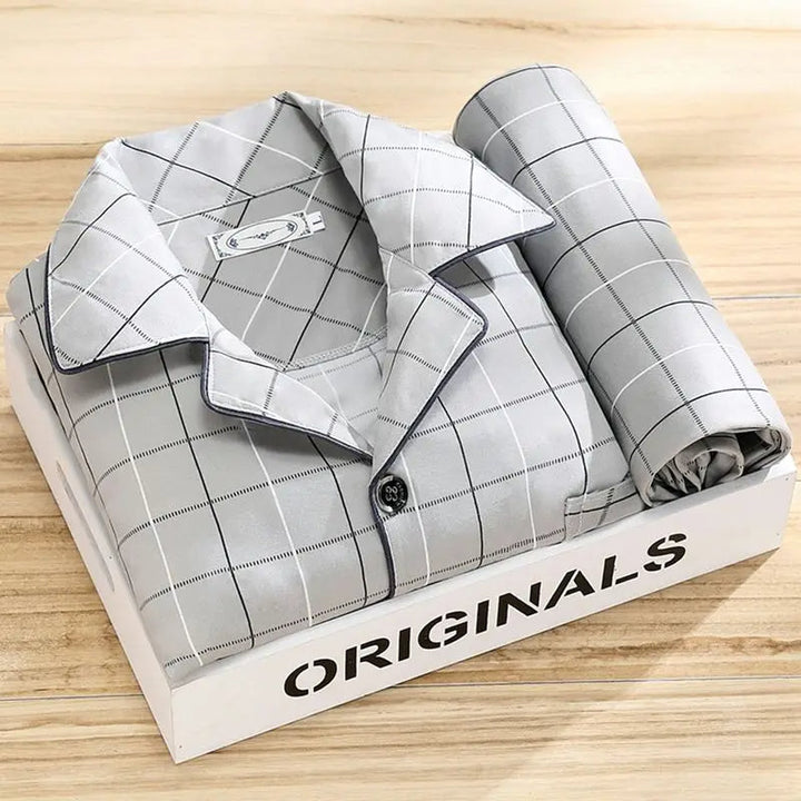 "Pyjama set heren met overhemd, knoopsluiting, elegante stijl, ademende stof, comfort, verschillende kleurenopties"