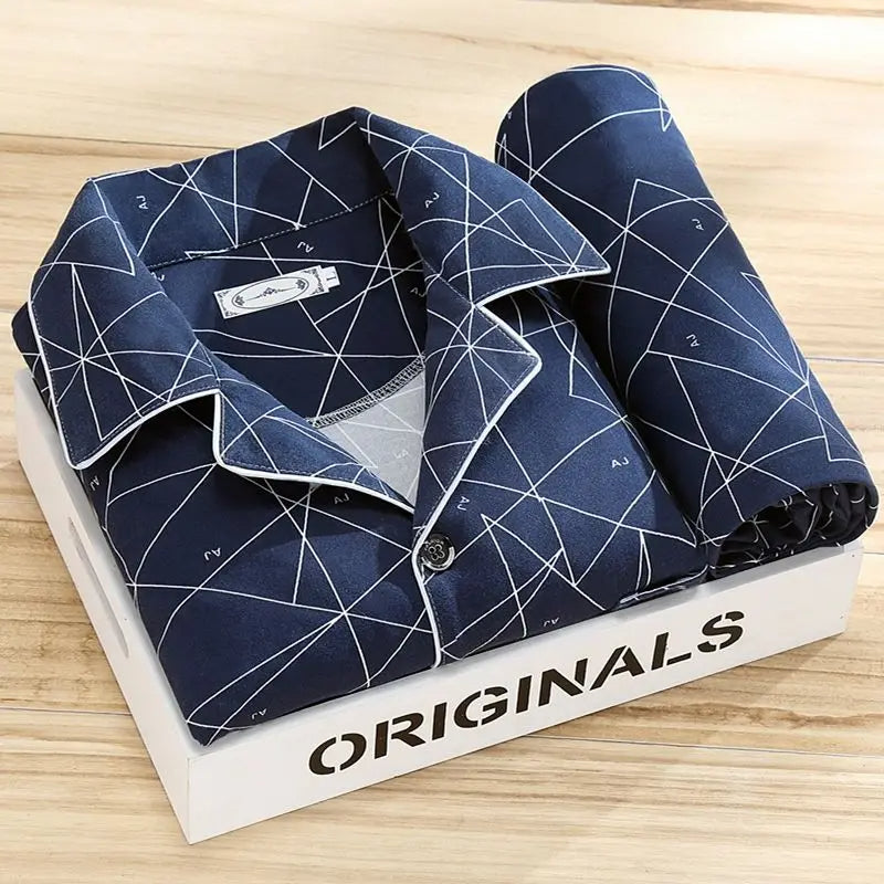 "Pyjama set heren met overhemd, knoopsluiting, elegante stijl, ademende stof, comfort, verschillende kleurenopties"