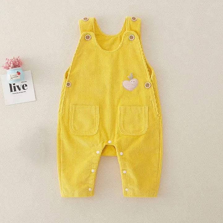 "Rib tuinbroek voor peuters, comfortabel en stijlvol, gemaakt van ribstof met duurzame katoen, trendy babykleding."