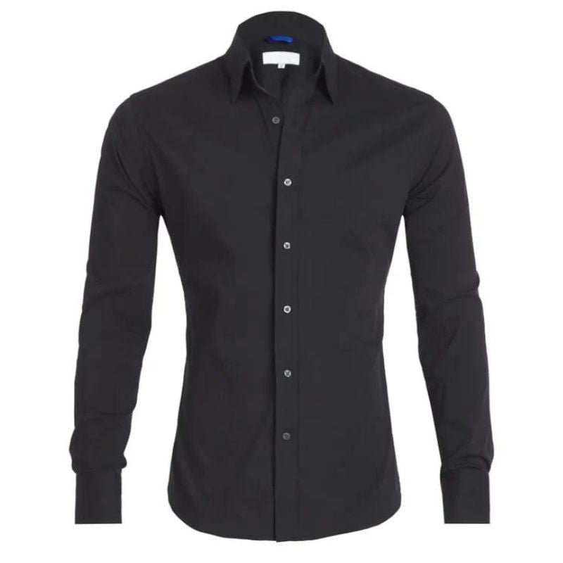 Modern heren overhemd met verborgen rits, ideaal voor een nette, kreukvrije look.