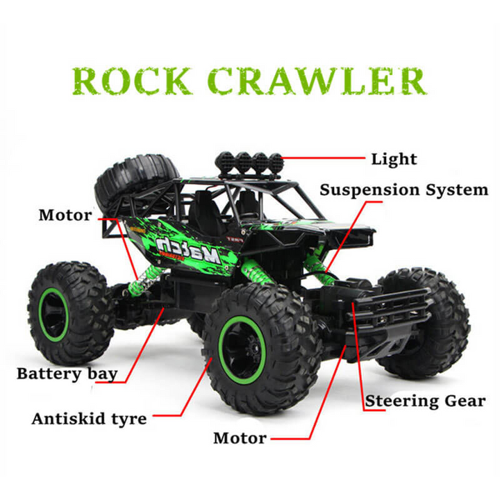 "Robuuste 4x4 offroad RC-auto met krachtige banden en schokbestendig ontwerp voor avontuurlijk rijplezier op elk terrein."