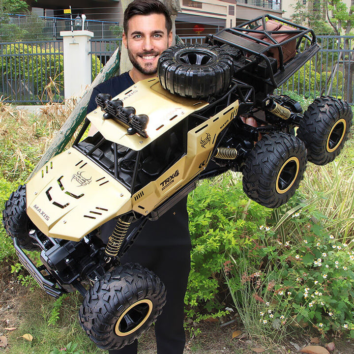 "Robuuste 6-wiel RC monster truck, off-road, 1/12 schaal, met antislipbanden en realistische details voor ultiem avontuur."