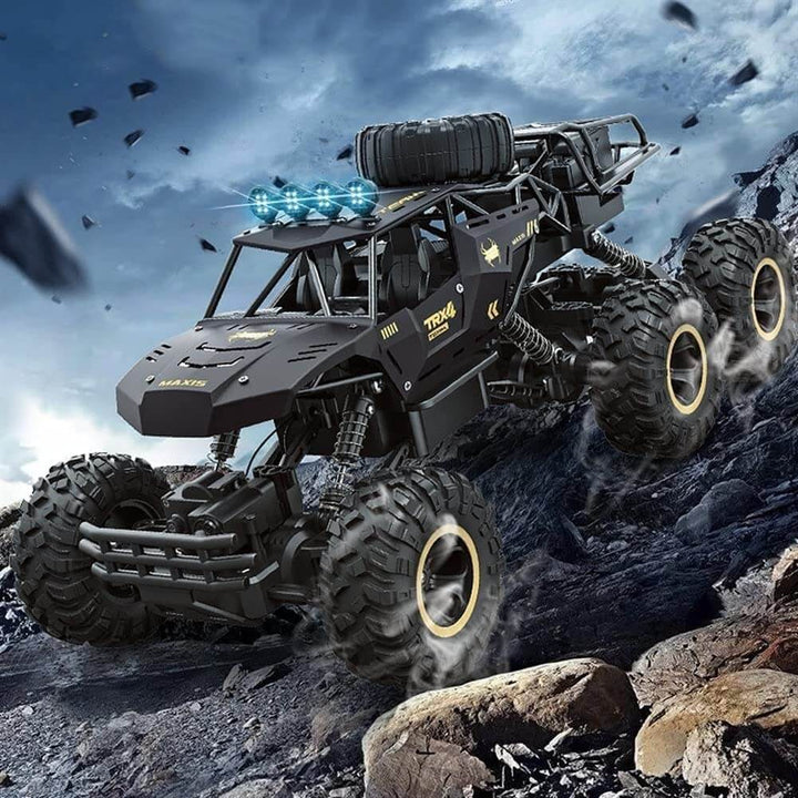 "Robuuste 6-wiel RC monster truck, off-road, 1/12 schaal, met antislipbanden en realistische details voor ultiem avontuur."