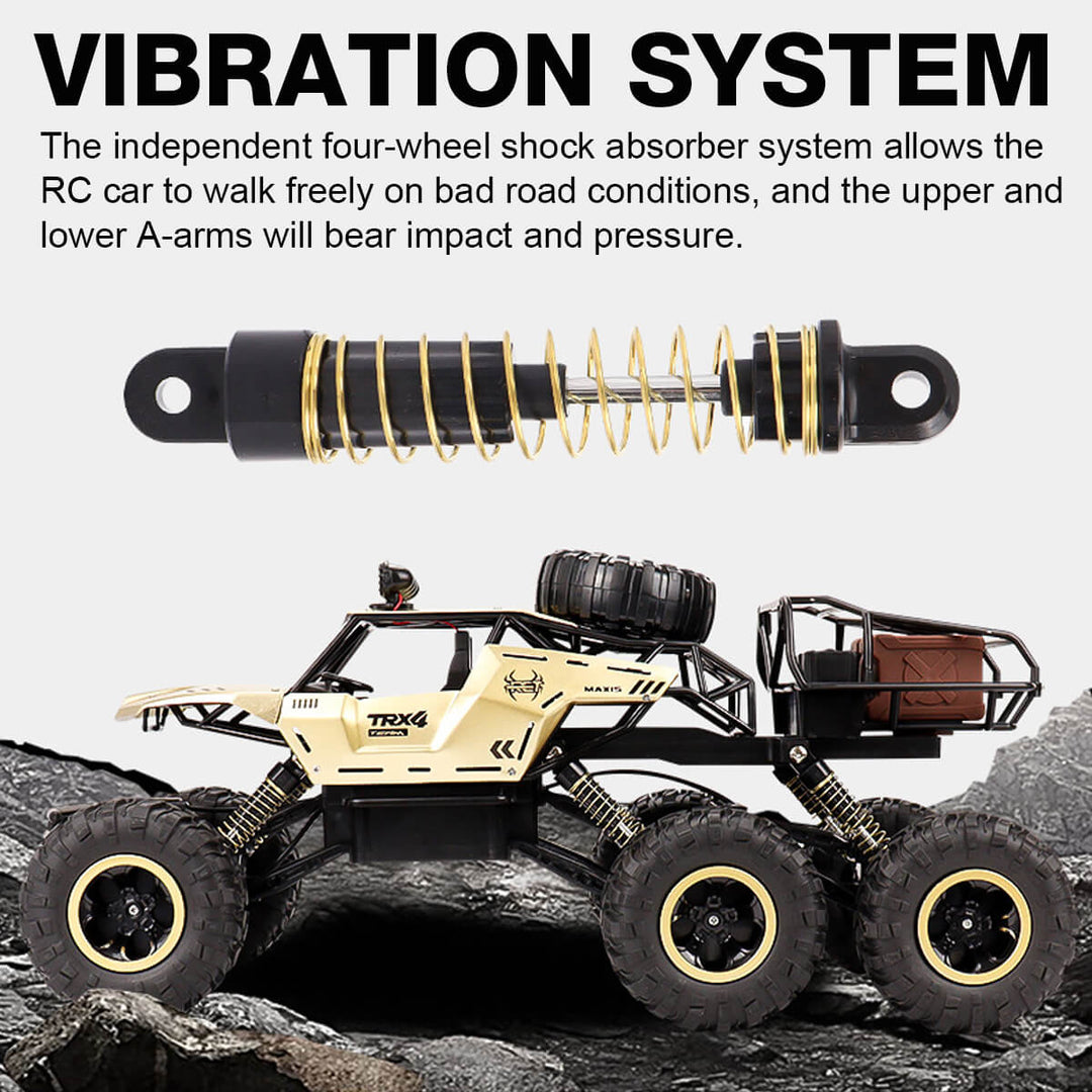 "Robuuste 6-wiel RC monster truck, off-road, 1/12 schaal, met antislipbanden en realistische details voor ultiem avontuur."