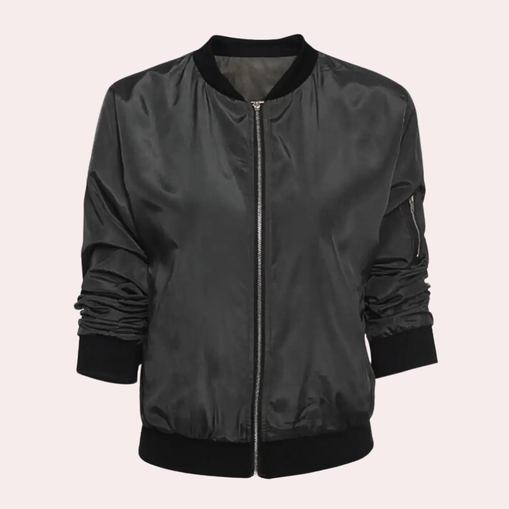 "Rode Ilaria zomerjas voor dames, lichtgewicht bomberjack in trendy kleur, ideaal voor zomerdagen, met zakken en ritssluiting