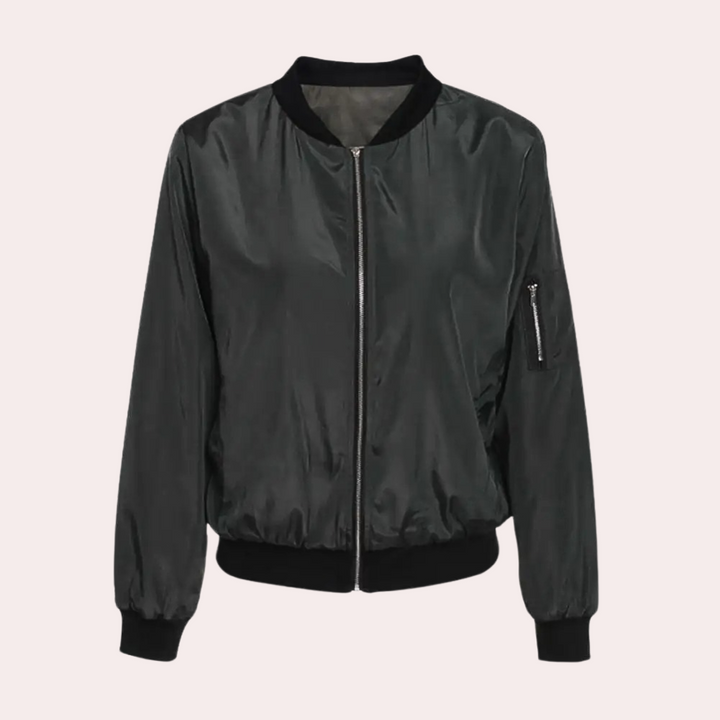 "Rode Ilaria zomerjas voor dames, lichtgewicht bomberjack in trendy kleur, ideaal voor zomerdagen, met zakken en ritssluiting