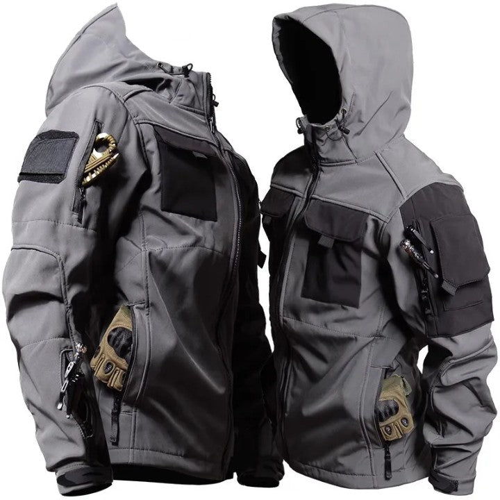 Grijs Ruben waterdicht unisex tactisch softshell jack met handige zakken