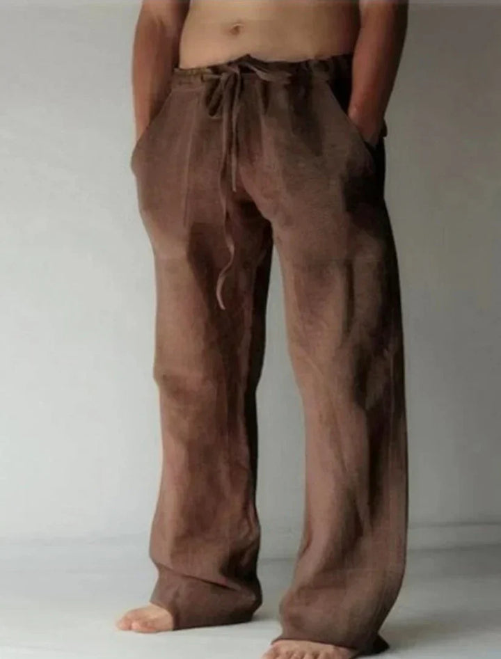 Nieuwe collectie heren linnen broek. Rechte pasvorm, ademende stof, perfect voor comfortabele lente/herfst mode.