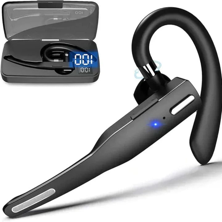 Mannen Bluetooth 5.1 Noise Cancelling Headset in zwarte kleur met oplaadcase