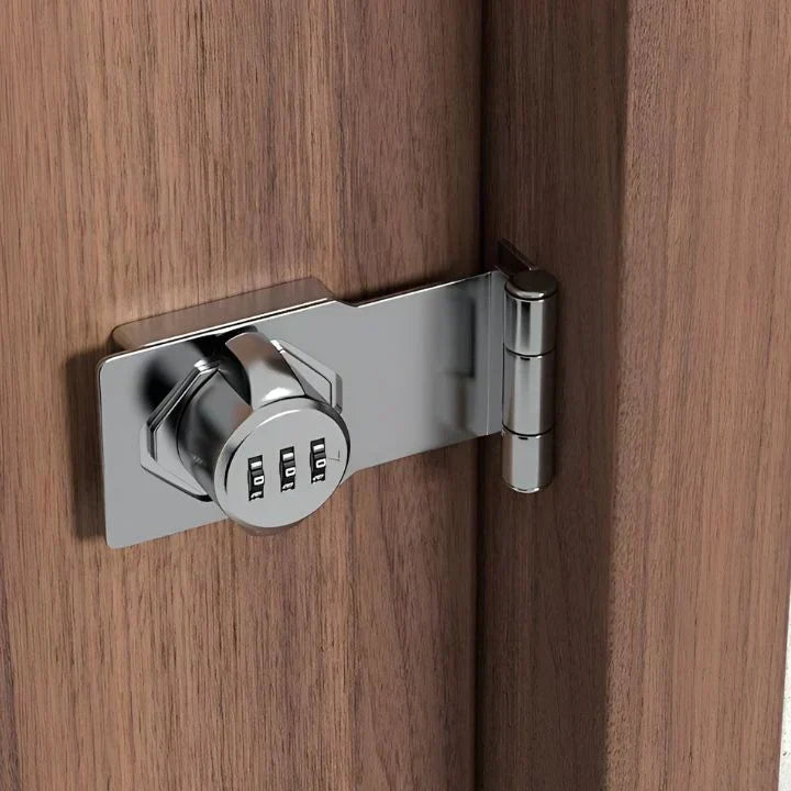 Veilig ladenslot met cijfercode, ideaal voor thuiskantoor. Zilveren sleutelloos combinatieslot voor extra beveiliging.