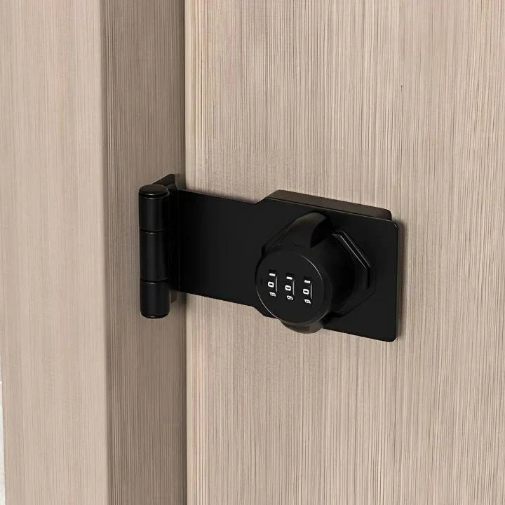"Sleutelloos combinatieslot voor thuis en kantoor, zwart en zilver, met verstelbare code voor kasten en deuren beveiliging."