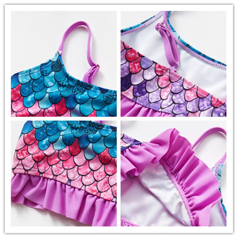 Sneldrogend kinderbikini set met kleurrijk design, ideaal voor strand of zwembad. Comfortabel, beschermend en speels.