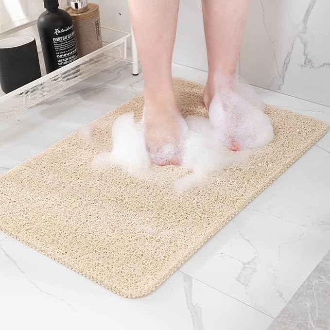 "Sneldrogende antislip badmat, waterabsorberend, 100x40 cm, loofah-textuur, veilig en comfortabel voor badkamer"