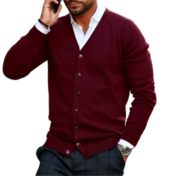"Stijlvol heren kasjmier cardigan vest, grijs, luxueuze uitstraling, zachte textuur, geschikt voor dagelijks of speciale gele