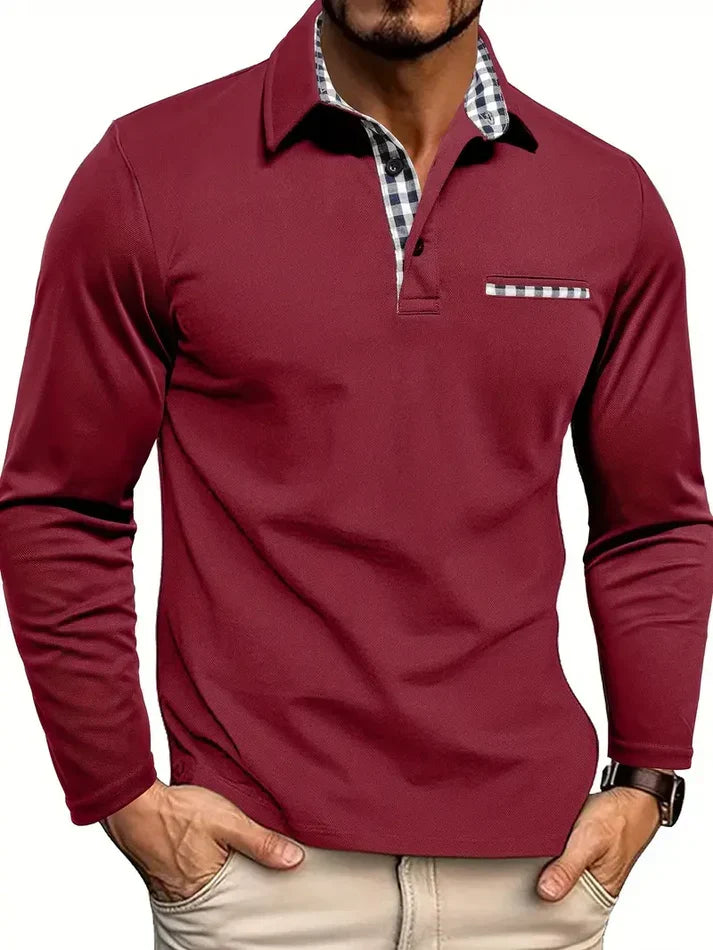Heren poloshirt met lange mouw en verfijnde details. Perfect voor casual of smart casual herenmode.