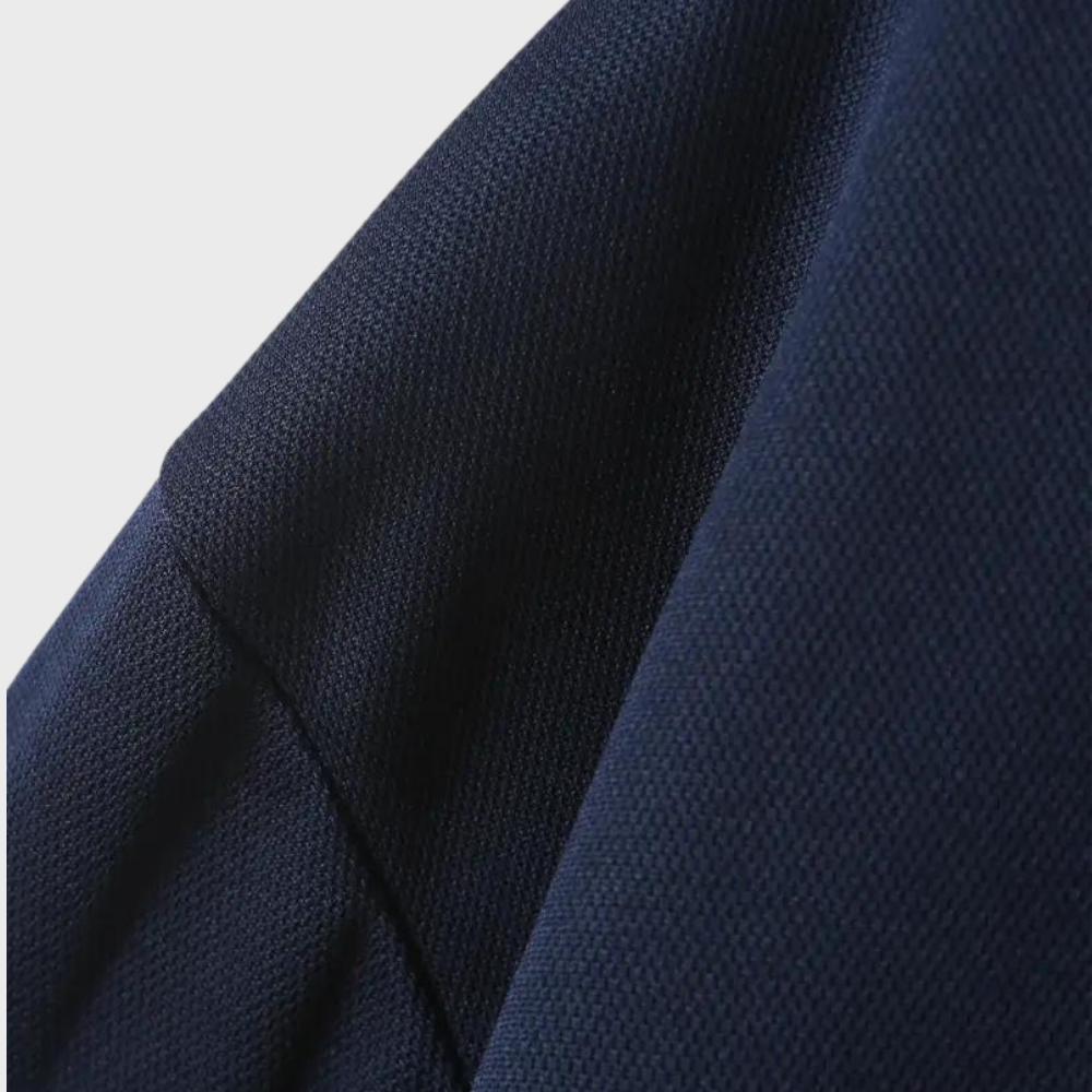 Stijlvol heren poloshirt met lange mouwen in marineblauw, zilvergrijs en zwart voor comfort en veelzijdige uitstraling.