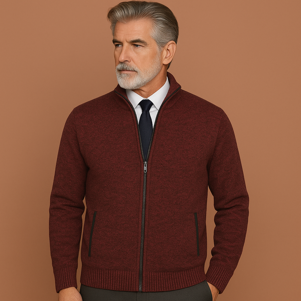 Elegant herenvest met rits en opstaande kraag, een must-have voor een stijlvolle en comfortabele lente/herfst outfit.