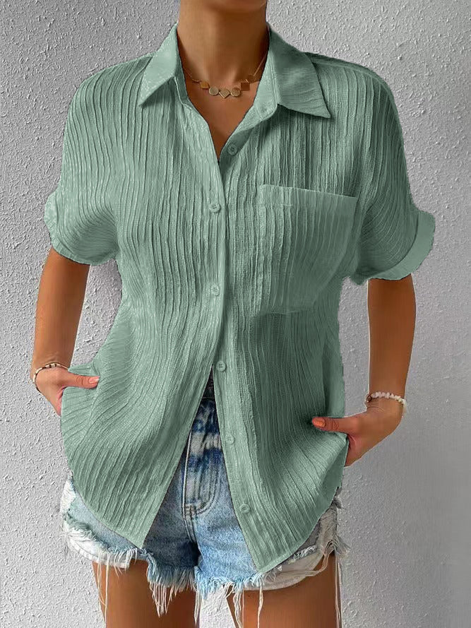 "Stijlvol Ilyria korte mouw overhemd, relaxed fit, chic knopsluiting, ademende stof, perfect voor casual en formele gelegenhe
