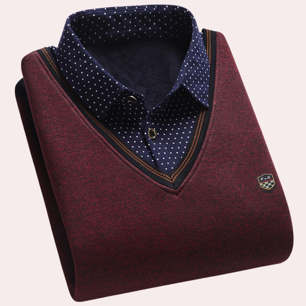 "Stijlvolle blauwe heren zomertrui, Norbert, met elegante overhemdkraag en ademend design, diverse kleuren beschikbaar."