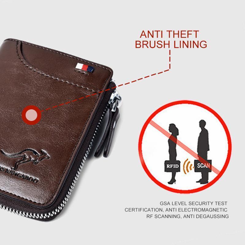 "Stijlvolle compacte RFID portemonnee voor dames, beige PU-leer, strakke look, veilige kaartsleuven, moderne accessoire."