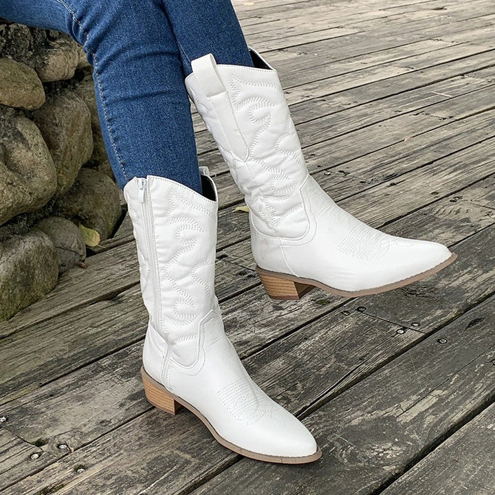 "Stijlvolle dames cowboylaarzen met metallic afwerking, elegante uitstraling en comfortabele pasvorm, geschikt voor elke gele