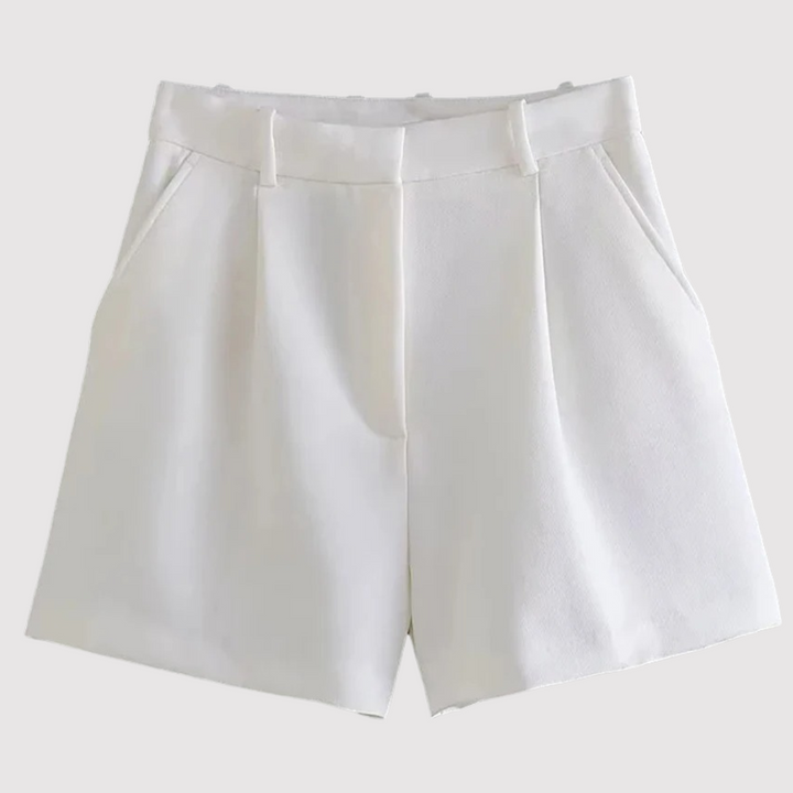 Comfortabele witte dames korte broek met hoge taille, perfecte zomerkleding voor elke stijlvolle outfit.