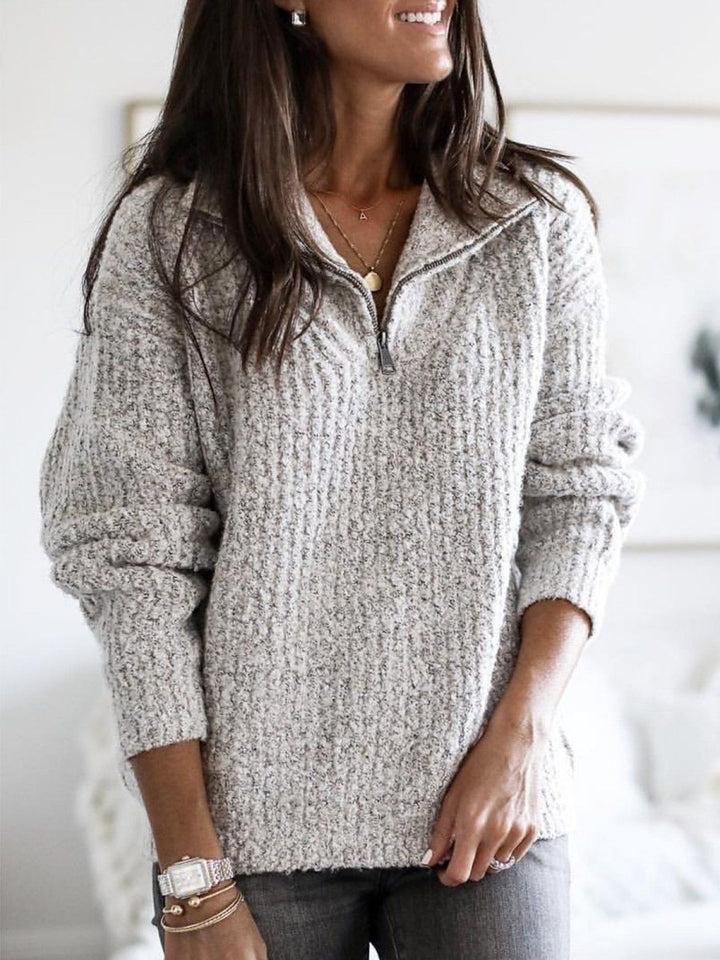 Comfortabele dames rits trui met lange mouwen, perfect voor casual herfstlooks.