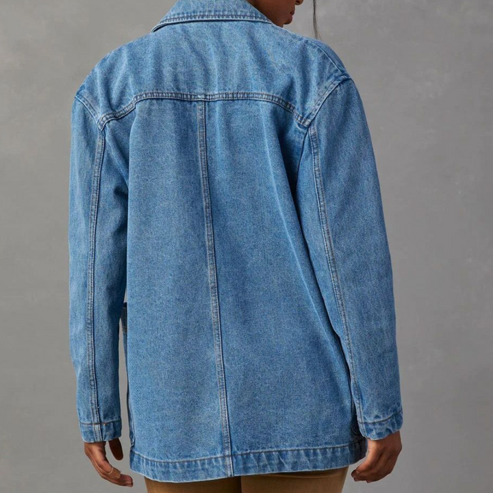 "Stijlvolle en veelzijdige dames denim jas, lichtgewicht, perfect voor casual en elegante outfits, hoge kwaliteit materiaal."