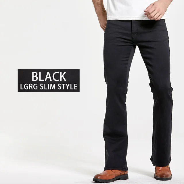 Duurzame blauwe heren bootcut jeans, hoogwaardige stof voor langdurig draagplezier. Kwaliteit.